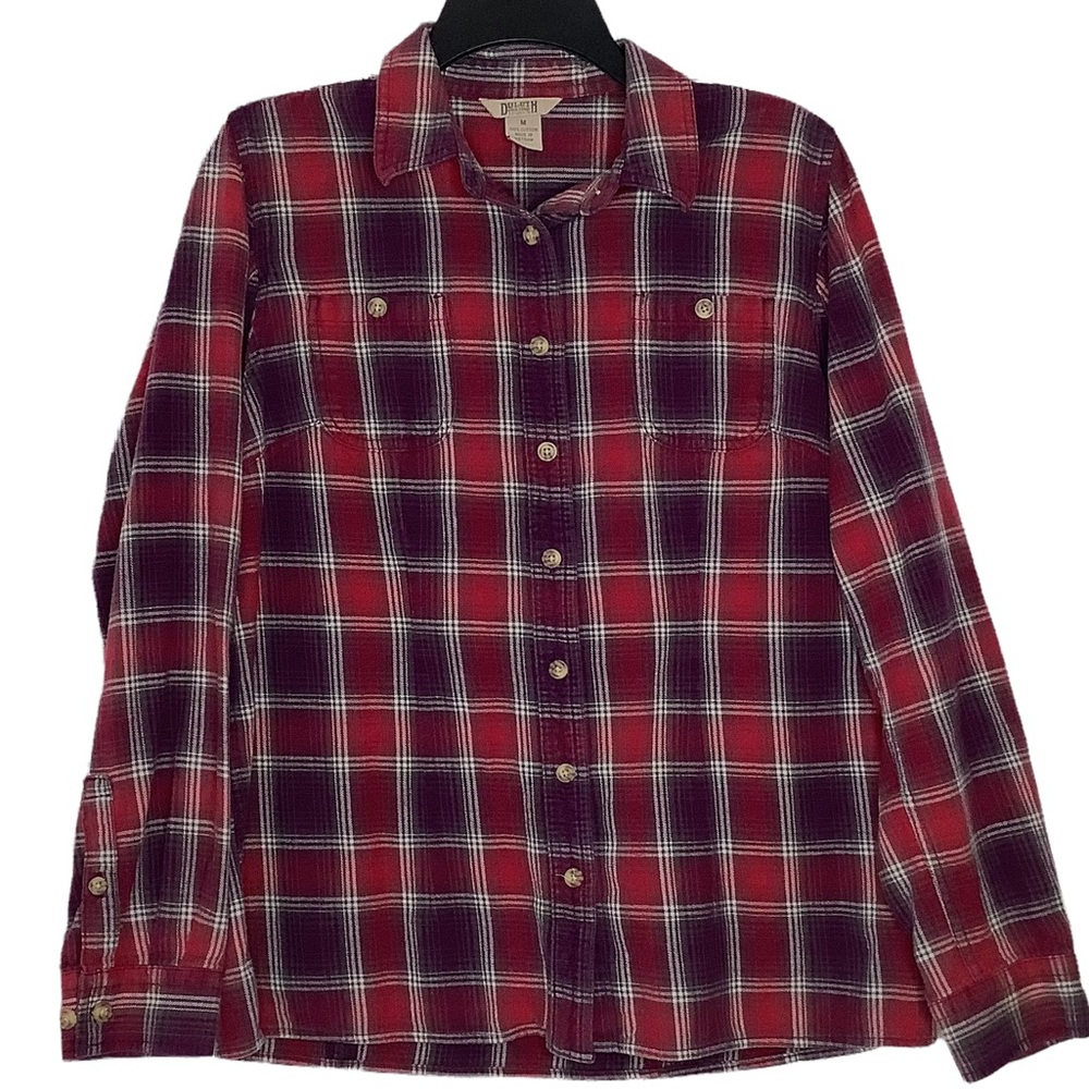 Duluth Trading Company Plaid Button Up Shirt Size Medium
